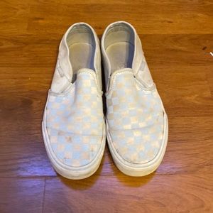Light blue checkered vans
